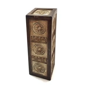 Exquisitely Carved Wood Gold Detail Pedestal Decor